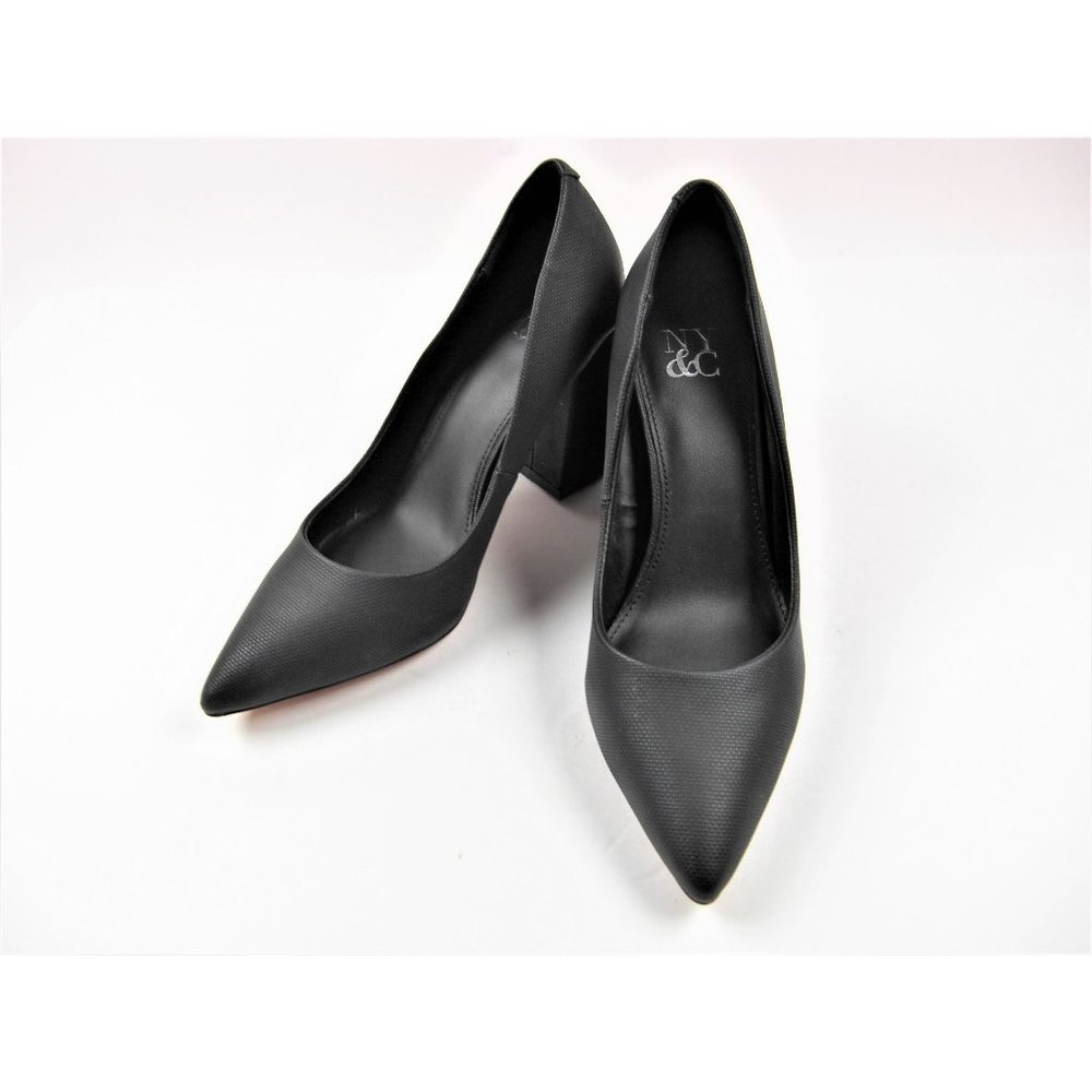 NY&C Womens Black Fabric Heels Pumps Shoes 7 M NEW
